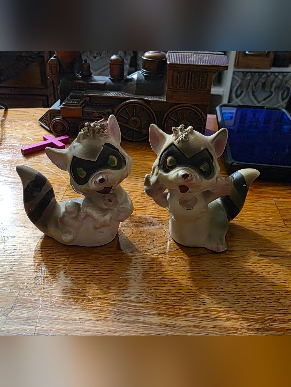 Vintage Anthropomorphic Raccoon Salt & Pepper Shakers Japan